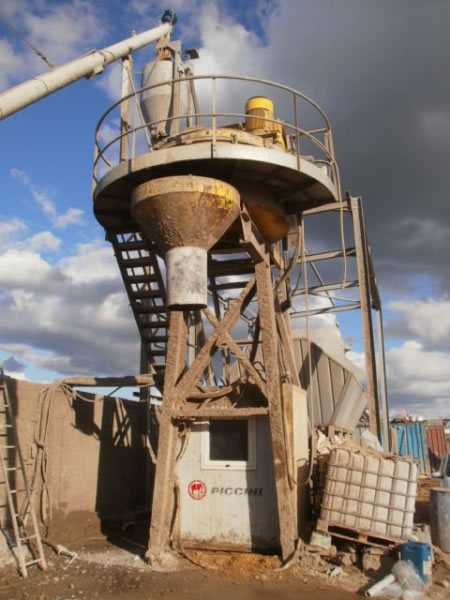 Mobile batching plant showing batch cabin